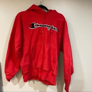 Red champion hoodie